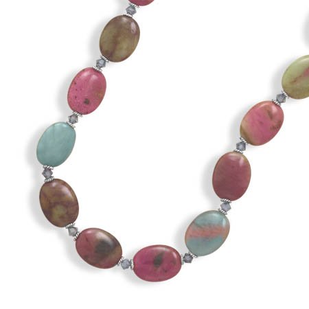 16"+2"Extension Serpentine and Crystal Necklace(33245-16)