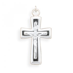 Crucifix with Black Enamel Inlay Pendant(73538)