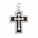 Stainless Steel and Black Resin Inlay Cross Pendant(73524)