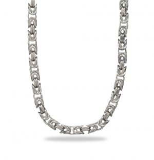8" Rhodium Plated Square Byzantine Chain Bracelet(RPBZ08)