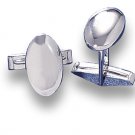 Rhodium Plated Domed Oval Cuff Links(9823)