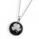 18" Black Onyx and CZ Clover Necklace(33309)