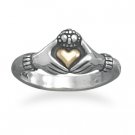 Sterling Silver Claddagh Ring w/14 Karat Gold Heart(82874)