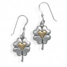 14 Karat Gold Clover with Heart Earrings(64727)