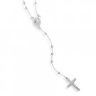 24" Rhodium Plated Rosary(32770)