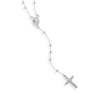 24" Rhodium Plated Rosary(32770)