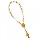 7" 14 Karat Gold Plated Rosary Bracelet(23011)