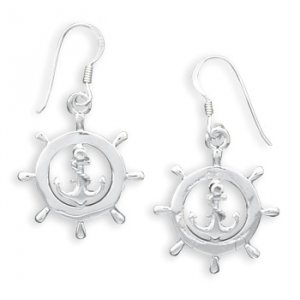 Nautical Ship's Wheel French Wire Earrings(64351)