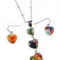 Floral glass ascending heart charm pendant set(n646bl_18HD)