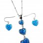 Floral glass ascending heart charm pendant set(n646bl_18HD)