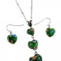 Floral glass ascending heart charm pendant set(n646bl_18HD)