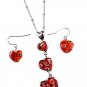 Floral glass ascending heart charm pendant set(n646bl_18HD)