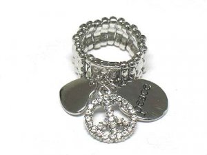 Crystal peace dangle ring(L1045SL-5847)