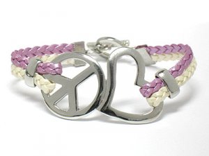 Peace symbol braided bracelet(Y11145PP-12654)