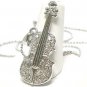 Crystal violin pendant necklace(E1237SL-112441)