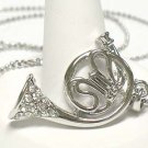 Crystal horn pendant necklace(E1237SL-112440)