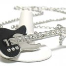 Enameled metal large guitar necklace(J1241BK-41355)