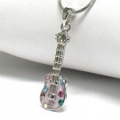 Crystal stud enamel guitar necklace(R1243PP-42488)