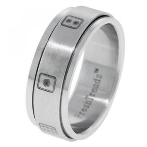 Casino Dice Laser Inlay Design Stainless Steel Spinner Ring(SSR-DICE)