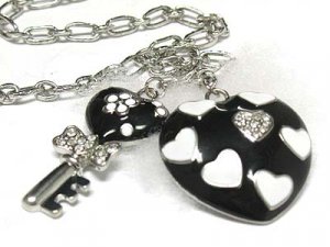 Heart and key drop necklace(N1261BK-111907)