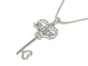 Designer inspired crystal key necklace(S1233CL-12439)