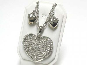 Large puffy heart pendant set(N1261SL-612122)