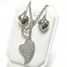 Crystal heart long necklace set( N1253SL-612125)