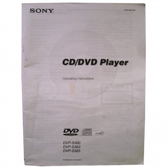 Sony CD/DVD DVPS365 Player User Manual