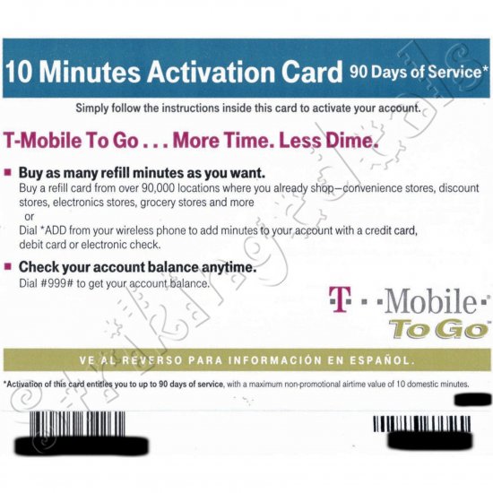 TMobile Prepaid Sim Card Activation Kit with 10 minutes