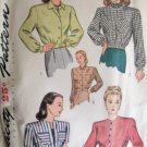 Simplicity 1535 40’s Cropped Button Front Jacket Pattern Long Sleeve Size 12