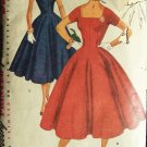 Vintage 50s Simplicity 4639 Princess Seam Square Neck Full Skirt Dress Pattern