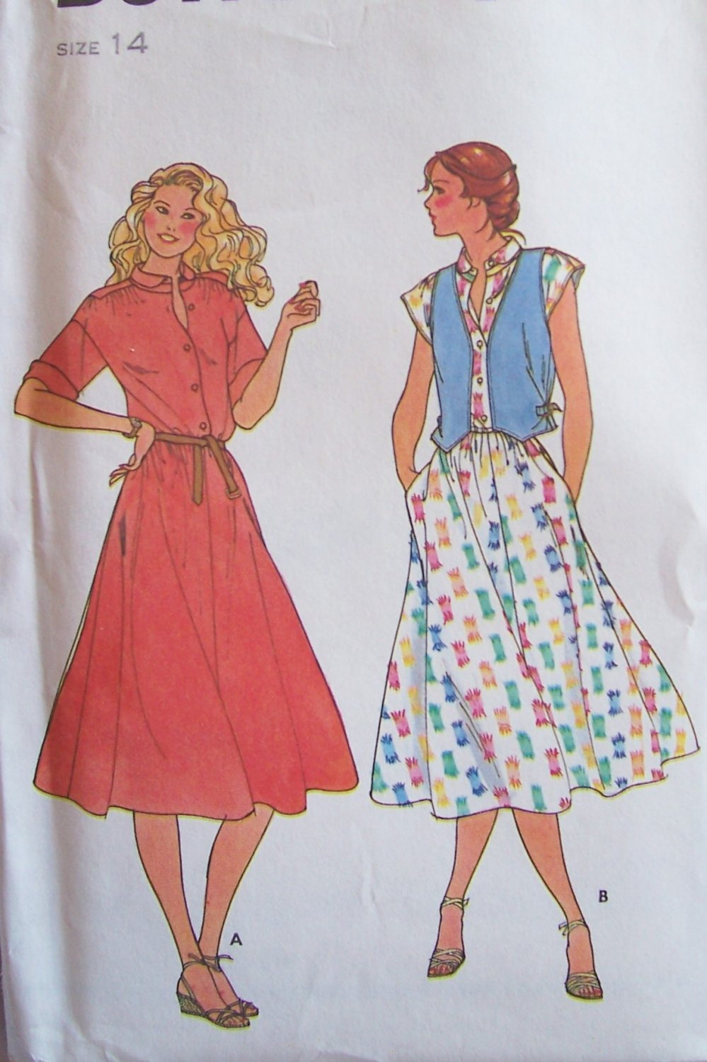 Vintage 70s Butterick 6450 Front Button Dress and Vest Pattern Uncut ...