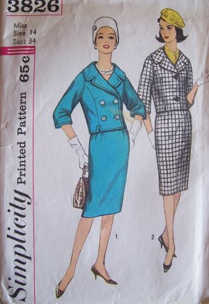 1960s GIVENCHY DRESS, DOUBLE BREASTED JACKET PATTERN VOGUE PARIS