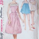 Vintage 50s Simplicity 1553 Baby Doll Nightgown and Panties Sewing Pattern Size 12