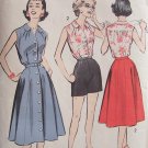 Vintage 50s Advance 8641 Sleeveless Blouse Front Button Skirt Shorts Pattern Uncut Size 16.5