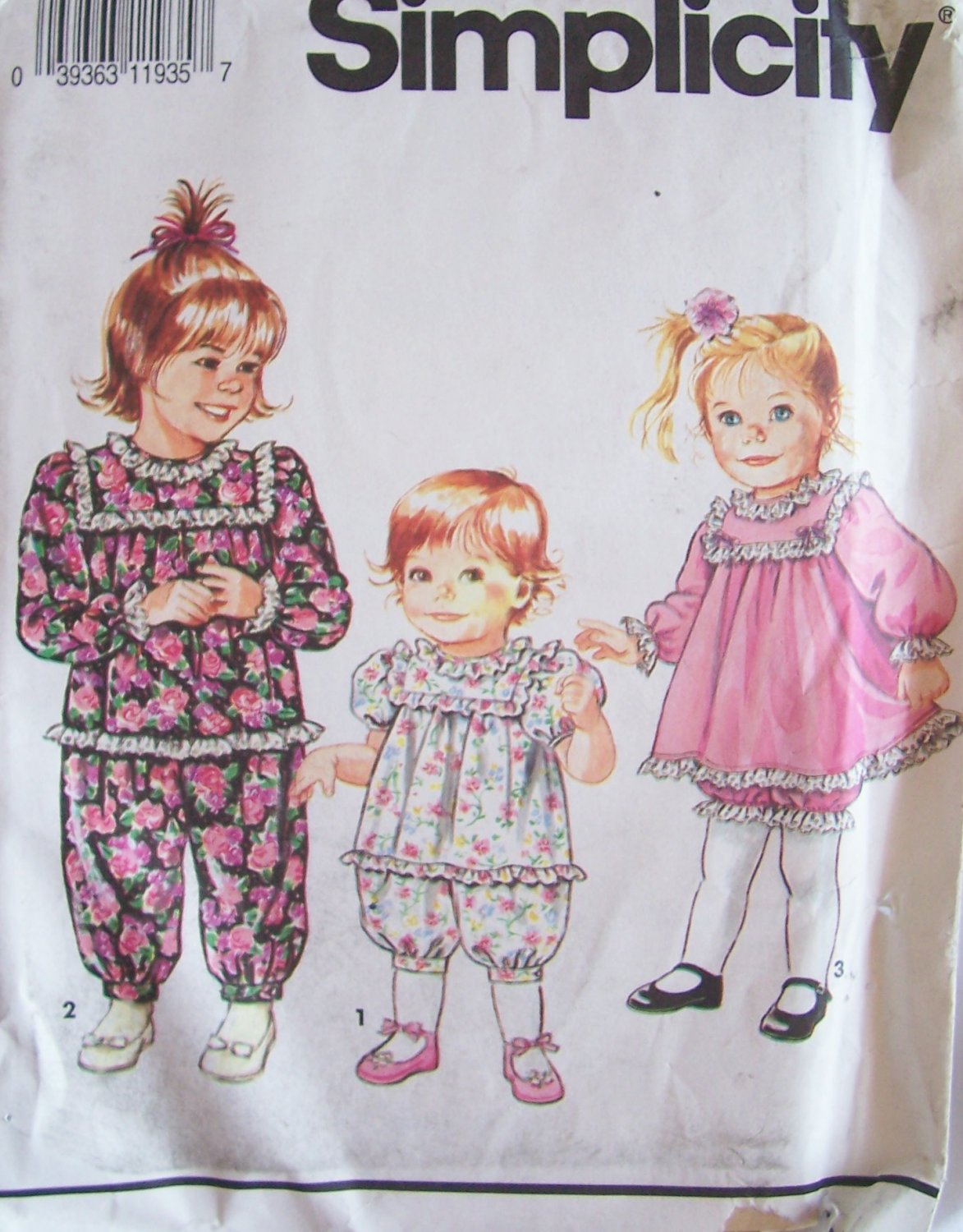 Simplicity 7594 Toddler Girl’s Romper Dress and Bloomers Pattern Uncut ...