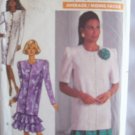 Vintage Butterick 4156 Straight Dress or Tunic Pattern Button Front Flounce Skirt Uncut Size 20-24