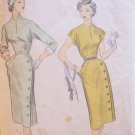 Vintage Advance 6070 Slim Wiggle Dress Pattern Slit Neckline Side Button Skirt Size 18 Bust 36