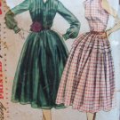 Vintage 50s Simplicity 3848 Full Skirt Shirtwaist Dress Pattern Sleeveless or Long Size 12 Bust 30