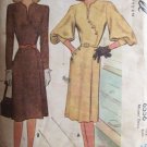 Vintage 40’s McCall 6556 Bishop Sleeve Collarless Dress Asymmetrical Detail Uncut Size 16 B34