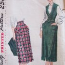 Vintage 40s Simplicity 2938 Slim Skirt and Double Breasted Weskit Vest Pattern Size 10 B28