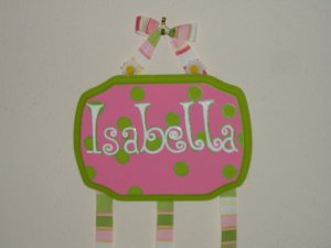 Pink with Green polka dots