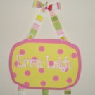 Yellow with pink polka dot hair bow holder