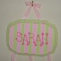 pink and green striped hair bow holder