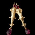14k Gold French Classical Cherub with Pink Topaz Earrings