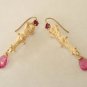 14k Gold French Classical Cherub with Pink Topaz Earrings