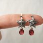 Sterling Silver Vintage French Stars & Garnet Earrings