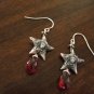 Sterling Silver Vintage French Stars & Garnet Earrings
