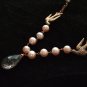 18k Rose Gold Birds Black Rutilated Quartz & Pearl Necklace