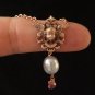 Rose Gold Vermeil Cherub in Shield with Pearl & Tourmaline Necklace